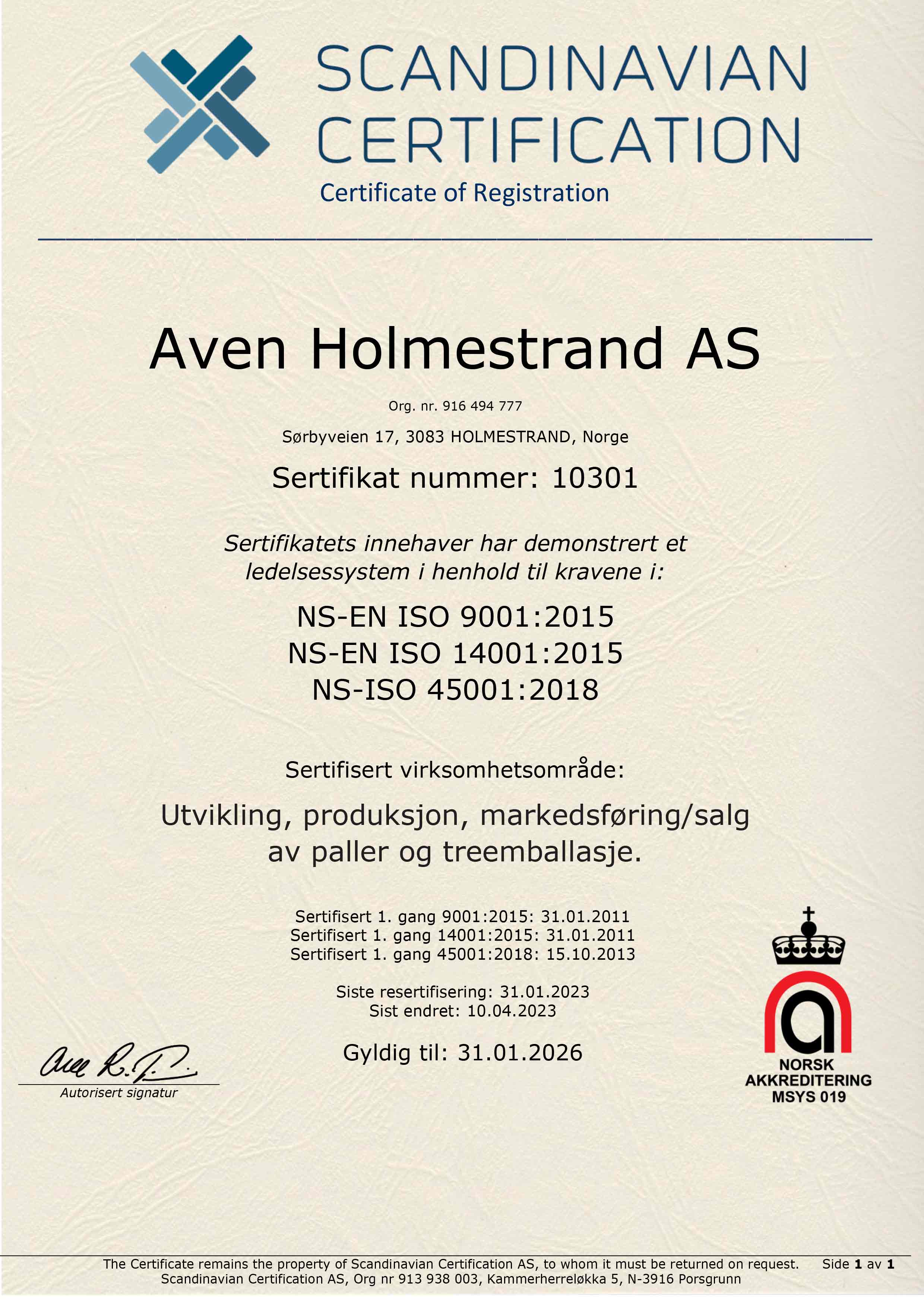 Scandinavian certification